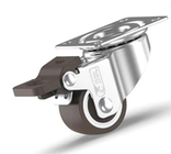 Grey TPR Light Duty Casters With Zinc Plated Finish Total Lock Brake Smooth Tread