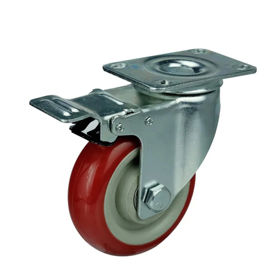 Light Duty Grey Steel Casters Total Lock Swivel 19-24mm Wheel Plain Bearing -20 To 100.C
