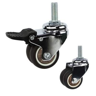80kg Loading 2" TPR Twin Wheel Furniture Casters With Grip Ring Stem