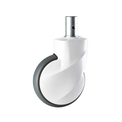 5 Inch Soft Grey TPR Swivel Head Medical Casters With Solid Stem Silent Hospital Wheels