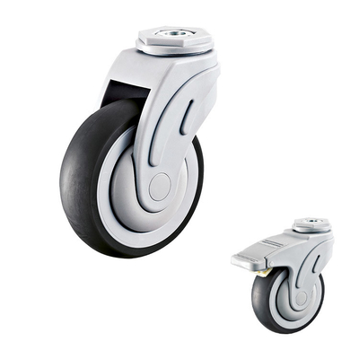 264lbs Medical Casters 4 Inch Supplys 101x32mm Soft TPR Hospital Wheels Swivel Type Lockable Bolt Hole