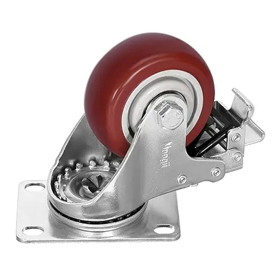 Polyurethane Medium Duty Casters With 3-1/2 Inch Swivel Radius 300Lbs Load Capacity