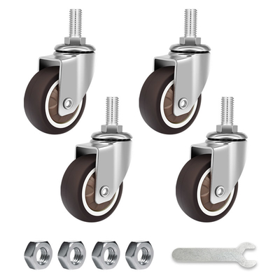Set Of 4 High Quality Pressed Steel Chrome Plated Ball Bearing Tpr Threaded Stem Furniture Caster Wheel
