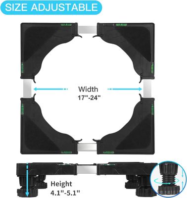 YlCaster Adjustable Universal Black Mobile Base Fridge Stand with 4 Strong Feet