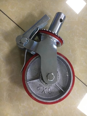 Ylcaster 50mm Industrial Casters Brak Type Caster Wheel With Zinc Plated Dual Roller Bearing