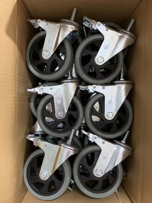 High Quality 4 Inch Black PVC Casters Double Ball Bearing Threaded Stem Medium Duty Caster