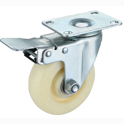 Medium Duty Casters For Material Handling Rubber Wheel Type 2-7/8 X 2-7/8 Inch Bolt Hole Spacing 1/4 Inch Bolt Hole Size