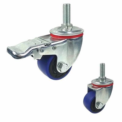ISO9001 2 Inch Steel Caster Wheels , 154lbs Loading Swivel Rubber Wheels