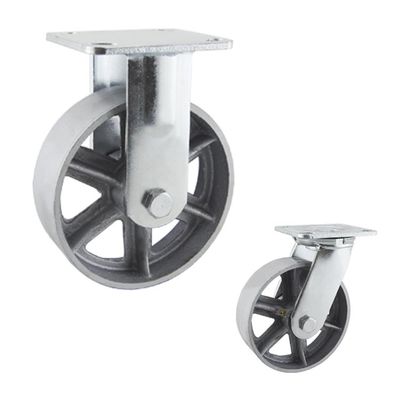 280kg Load Capacity 6"  Industrial Casters Heavy Duty Cast Iron Wheels With Side Lock
