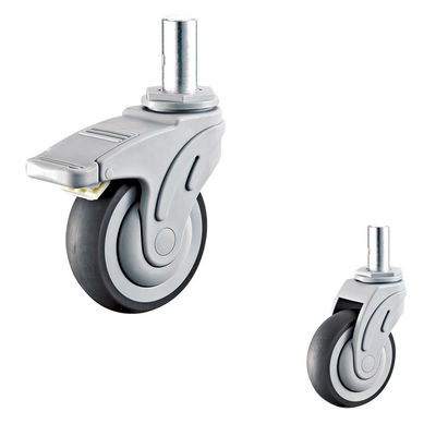 264lbs Medical Casters 4 Inch Supplys 101x32mm Soft TPR Hospital Wheels Swivel Type Lockable Bolt Hole