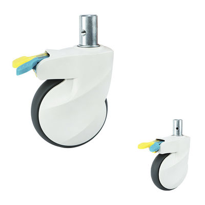 5 Inch Soft Grey TPR Swivel Head Medical Casters With Solid Stem Silent Hospital Wheels