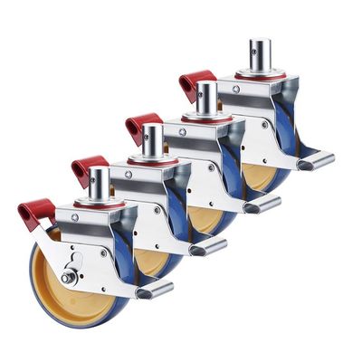 8 Inch Durable PU Scaffolding Wheels Blue Polyurethane Solid Stem Scaffold Caster Wheels Wholesales