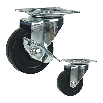 Easy Install 3 Inch Bolt Hole Braked Swivel Castors With Plain Bearing