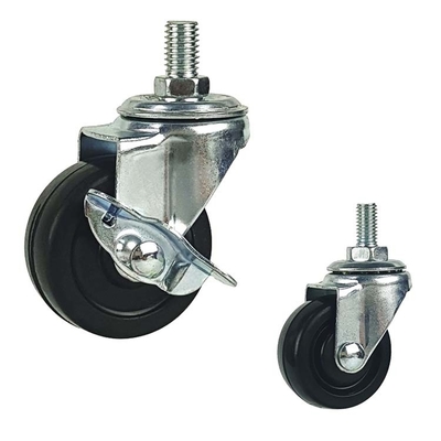 Easy Install 3 Inch Bolt Hole Braked Swivel Castors With Plain Bearing