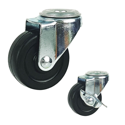 Easy Install 3 Inch Bolt Hole Braked Swivel Castors With Plain Bearing