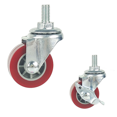 2.5 Inch PU Swivel Threaded Stem Furniture Trolley Wheels