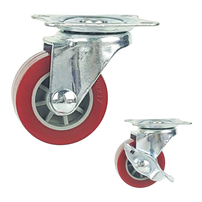 2.5 Inch PU Swivel Threaded Stem Furniture Trolley Wheels