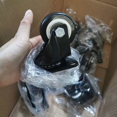 40mm Light Duty Casters Set Black PVC Swivel Threaded Stem Castors