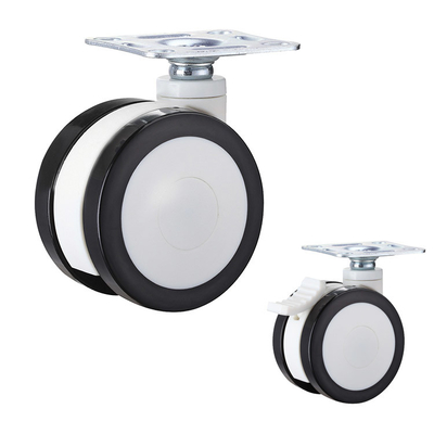 142LBS 3 Inch Black PU Swivel Locking Medical Casters Dual Wheel Plate Type Hospital Wheels Supplys