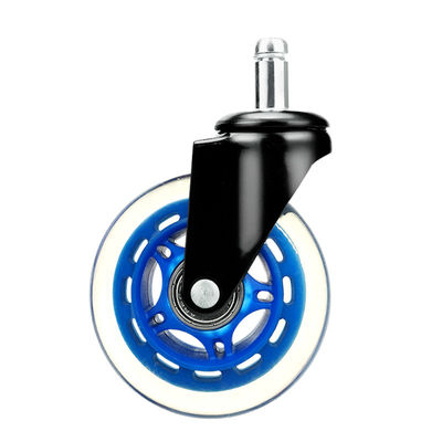 5 Pack Blue PU 3 Inch Half Transparent Office Chair Swivel Furniture Caster Wheel