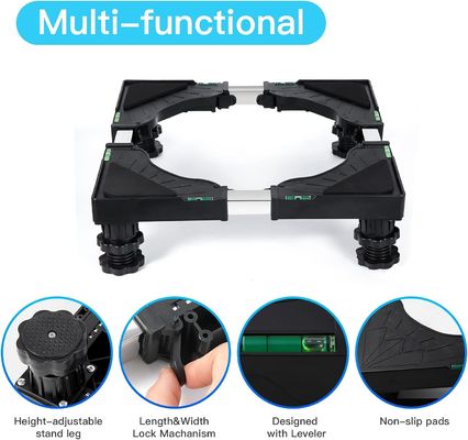 YlCaster Adjustable Universal Black Mobile Base Fridge Stand with 4 Strong Feet