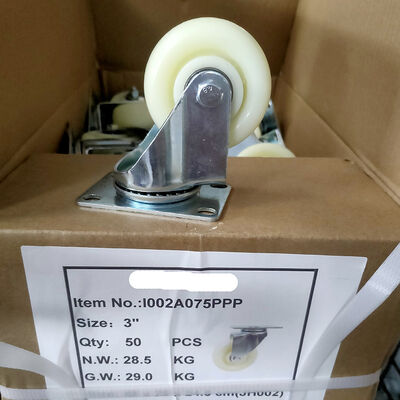 Синие резиновые колеса с поворотным механизмом и стальным корпусом, идеально подходящие для складов и оборудования, требующего прочных колес