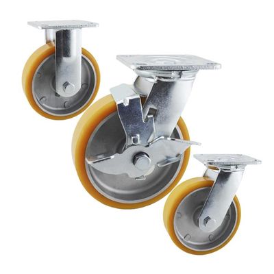 PU 200mm 990lbs Loading Heavy Duty Casters With Aluminum Core