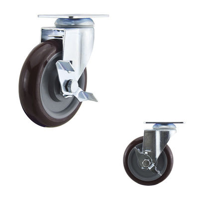 Medium Duty 5"  PU Swivel Casters With Side Brake Customize