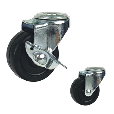 Easy Install 3 Inch Bolt Hole Braked Swivel Castors With Plain Bearing