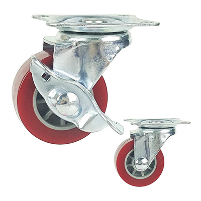 2.5 Inch PU Swivel Threaded Stem Furniture Trolley Wheels