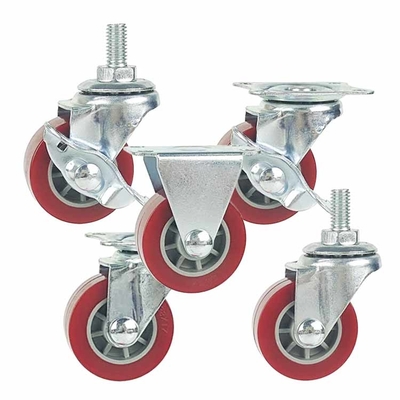 2.5 Inch PU Swivel Threaded Stem Furniture Trolley Wheels